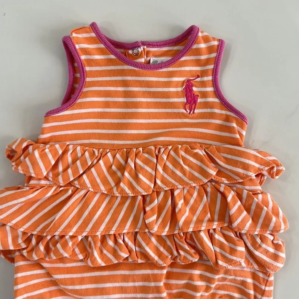 Bundle of 2 Baby Girls Romper Ralph Lauren Size 3 and 9 Month
